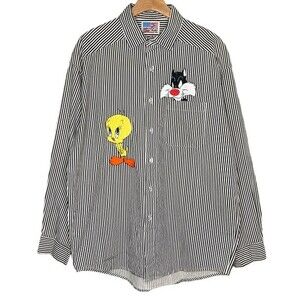 Too Cute Looney Tunes The Sylvester & Tweety Mysteries Button Down Shirt Sz XL